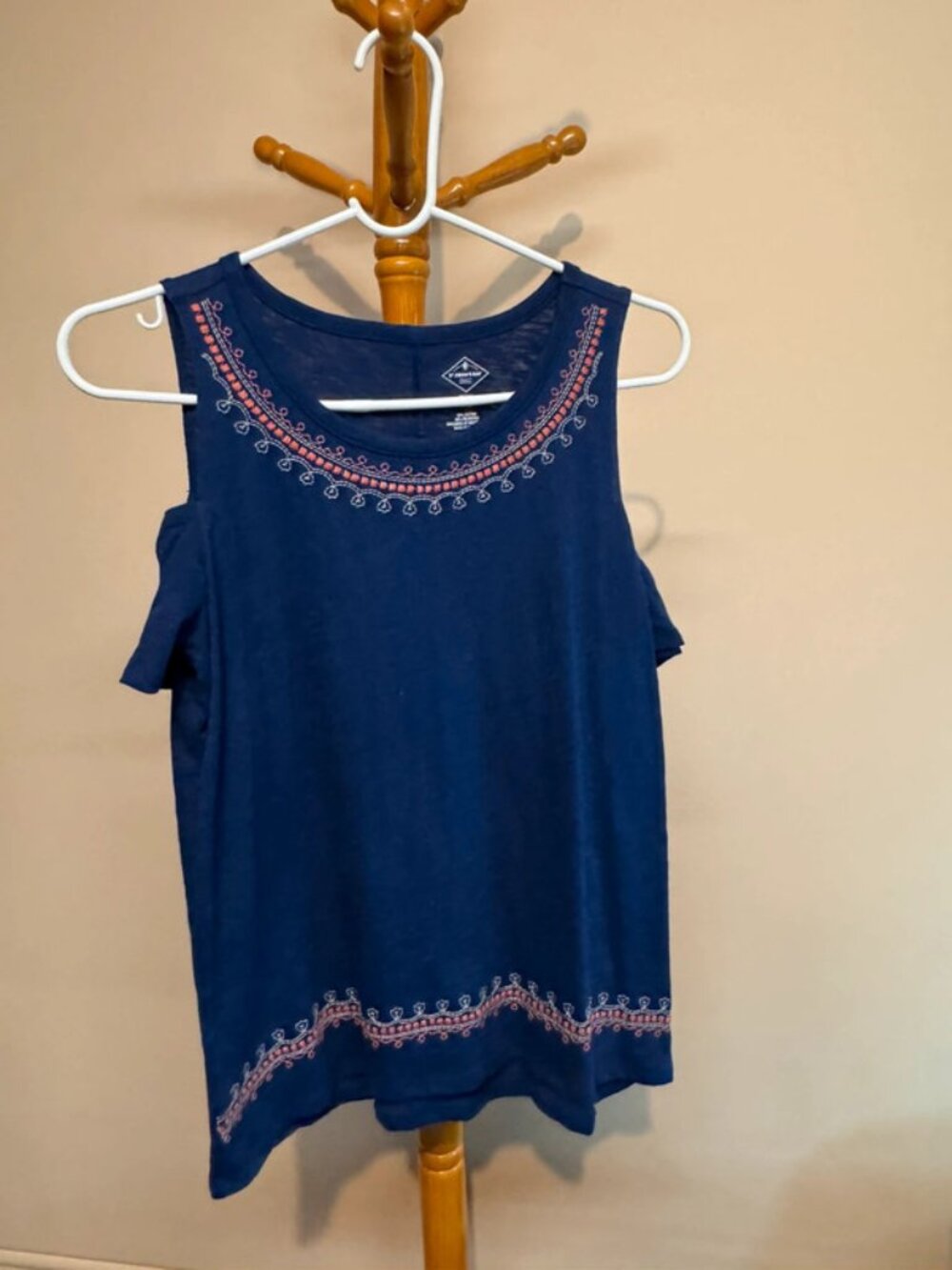Women’s St John’s Bay Navy Cold Shoulder Top
